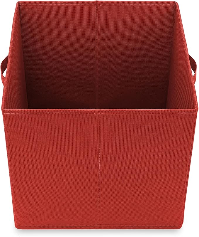 Casafield Set of 6 Collapsible Fabric Cube Storage Bins, Red - 13" Foldable Cloth Baskets for Shelves, Cubby Organizers & More