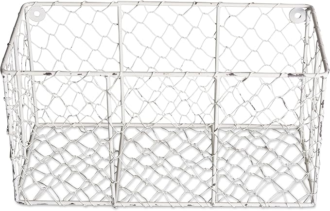 DII Chicken Wire Collection Farmhouse Vintage Wall Baskets, Assorted Basket, Antique White