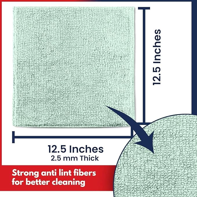 USANOOKS Microfiber Cleaning Cloth - Sea Green - 100Pcs (12.5x12.5 inch) High Performance - 1200 Washes, Ultra Absorbent Car Towel Traps Grime & Liquid for Streak-Free Mirror Shine - car Washing cloth