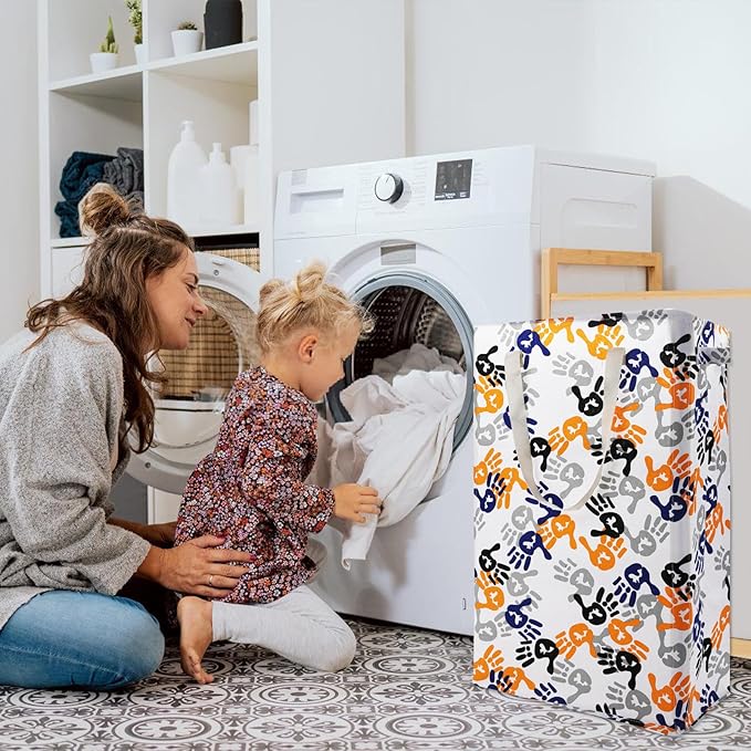 Odonata Slim Laundry Hamper Handles Collapsible Laundry Basket Thin Dirty Clothes Basket Narrow Laundry Bag Foldable Dirty Hamper 48L (Palm)