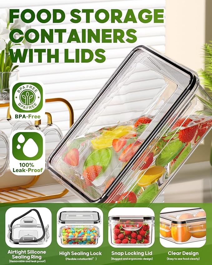 70 PCS Food Storage Containers with Lids(35 Containers & 35 Lids), BPA-Free Plastic Food Containers for Kitchen Storage, Leak Proof, Reusable Meal Prep Containers with Labels & Pen