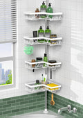 KEGII Corner Shower Caddy Tension Pole - 4-Tier Rustproof Bathroom Organizer, Floor to Ceiling Shower Caddy 25-114.2 inch, No Drilling Shower Storage Rack for Shampoo, Towels (Matte White) | Rustproof, Bathroom Organizer, Shower Storage Rack, for Shamp...
