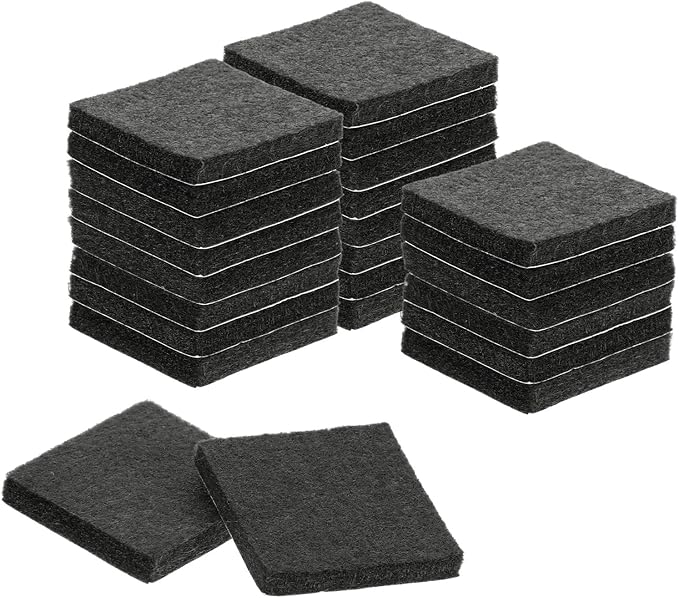 uxcell Felt Furniture Pads, 24Pcs 1.57" x 1.57" Adhesive Backed Felt Non-Slip Anti-Scratch Chair Leg Protectors for Protecting Hardwood Floor, Black