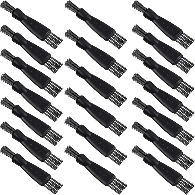 Patelai 20 Pieces Electric Shaver Cleaning Brush Small Clipper Brushes for Cleaning Razor Shaver Cleaner Black Double Sided Nylon Bristles Electric Trimmer Set Keyboard