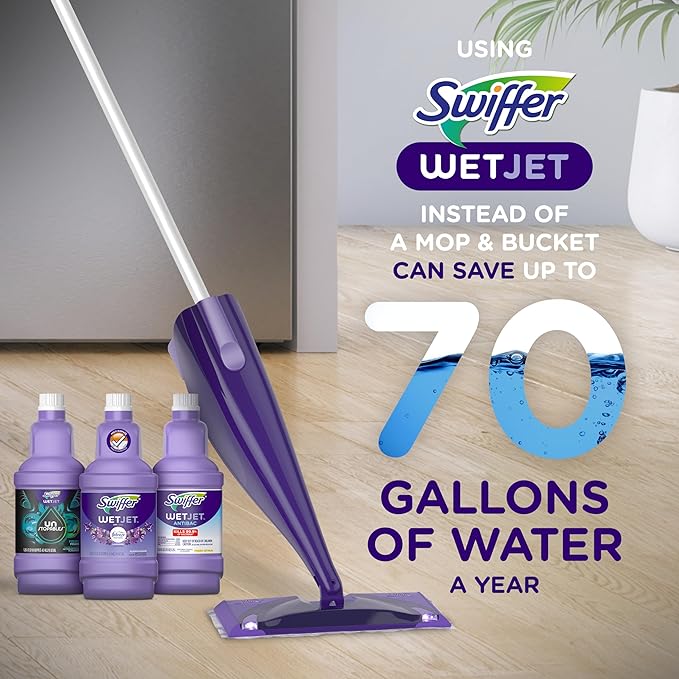 Swiffer WetJet Multi-Purpose and Hardwood Liquid Floor Cleaner Solution Refill, with Gain Scent, 42.2 fl oz each, (Pack of 2)