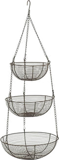 RSVP International Hanging Storage Collection 3-Tier Baskets, Bronze Woven Wire
