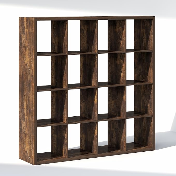 Furinno Cubic Closet Organizers and Storage, 16-Cube Closet Organizer, Open Shelf Closet Storage, Extra Thick Frame for Wardrobe, Bedroom, Living Room, Amber Pine