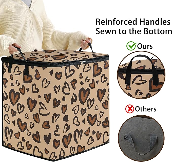 Large Comforter Storage Bag with Zipper,Closet Organizer for Clothes/Blankets/Quilts/Pillows,Fabric Storage Bags with Portable Handles 95L(2-Pack)