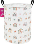 Laundry Hamper Large Canvas Fabric Lightweight Storage Basket/Toy Organizer/Dirty Clothes Collapsible Waterproof for College Dorms, Boys and Girls Bedroom,Bathroom(Star Rainbow)