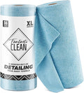 Fantasticlean XL Tear-Away Microfiber Cleaning Cloth Roll, 16'' by 16''- 36 Sheets, Thick & Large Detailing Towels, Ultra Absorbent, Lint-Free Reusable Wipes for All-Around Cleaning (Glossy Blue)