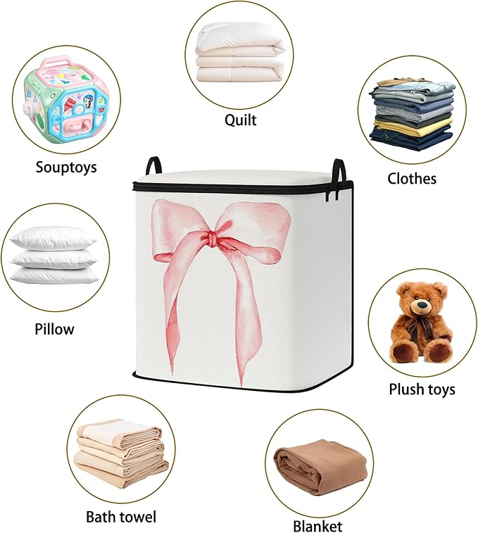 Large Comforter Storage Bag with Zipper,Closet Organizer for Clothes/Blankets/Quilts/Pillows,Fabric Storage Bags with Portable Handles 95L(2-Pack)