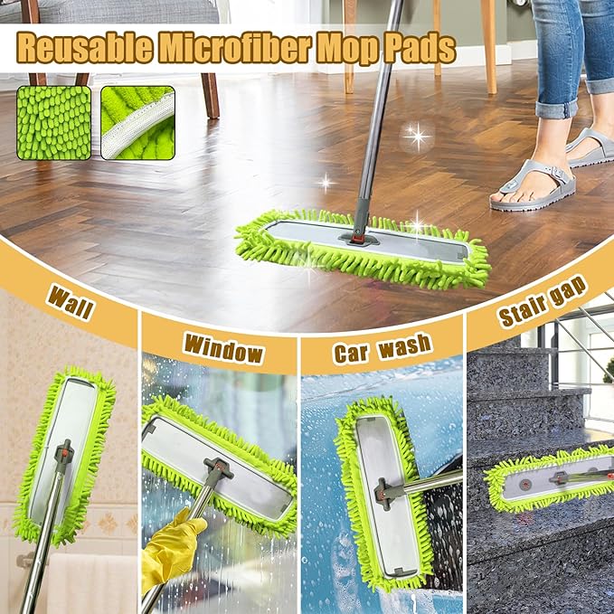 4PCS XL Dust Mop Pads Compatible with Swiffer XL Sweeper,X-Large Reusable Dry Sweeping Cloths for Swiffer,XL Wet Pads Refills & XL Washable Wet Mopping Cloths for Hardwood Floor/Tile/Marble Cleaning