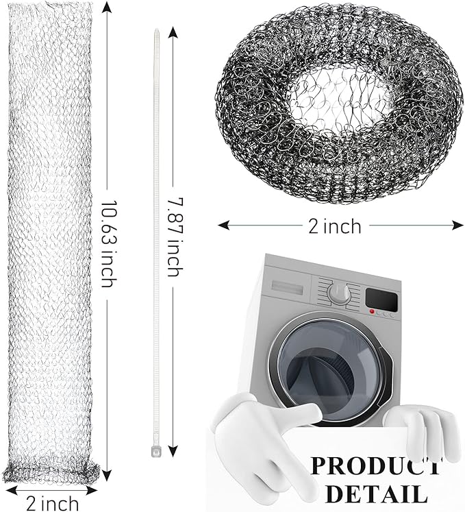 Hotop 100 Pieces Lint Traps for Washing Machine Hose with 100 Cable Ties, Stainless Steel Lint Catcher Washing Machine Filter Laundry Mesh Washer Hose Filter Rust Proof Traps Snare for Discharging