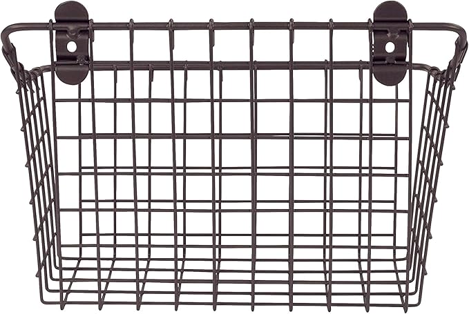 Spectrum Diversified Vintage Wall Mount Storage Basket, Large, Bronze