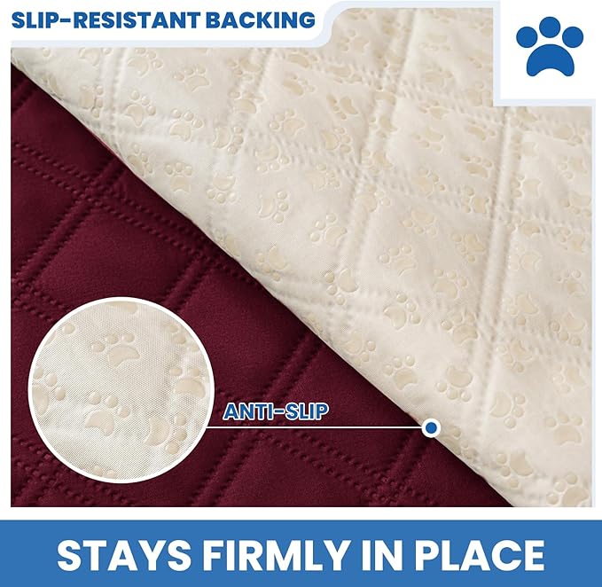 Waterproof Couch Covers for Pets, Waterproof Dog Bed Cover, Anti-Slip Soft Dog Blankets, Couch Cover for Dogs Washable, Pet Blanket for Puppy Large Dogs Cat Christmas (82x82 Inch, Burgundy)