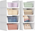 Lifewit 8 Pack Stackable Closet Organizers and Storage Basket for Clothes, Plastic Sweater Storage Bins for Wardrobe, Multifunctional Pants Organizer for RV, Pantry, Bathroom, Kitchen, Dorm, 24L