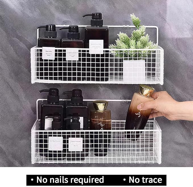 XnxnzhHo 20 Pack Shower Caddy Adhesive Hooks Stickers for Replacement, Strong Transparent Adhesive Hooks,No Drilling, for Corner Shelf Basket, Kitchen Racks, Bathroom Storage Shelves, 2 Sizes