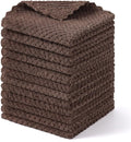 Homaxy 12 Pack Kitchen Dish Cloths, Ultra Soft and Absorbent Dish Towels, Reusable Fast Drying Microfiber Cleaning Cloth, Coral Velvet No-lint Cleaning Rags, 10 x 10 inches, Brown