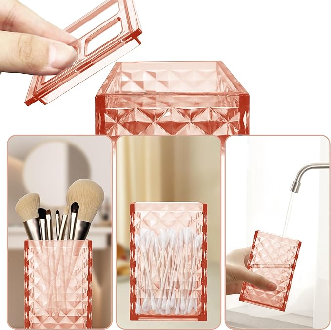 2PCS Orange Bathroom Accessories. Contain Soap Dispenser and Toothbrush Holder Set. Boho Bathroom Set for Blue Bathroom Décor