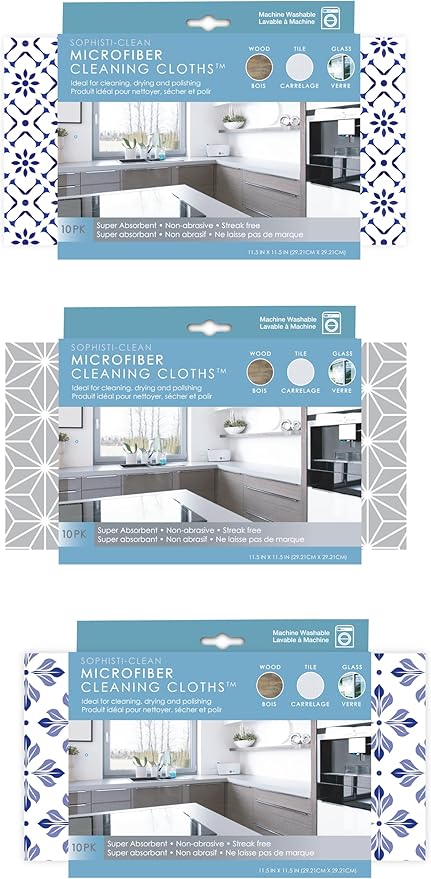 Microfiber Cleaning Cloths, Attract Dust Like a Magnet, Print Pattern Duster Cloths, Pack of 10