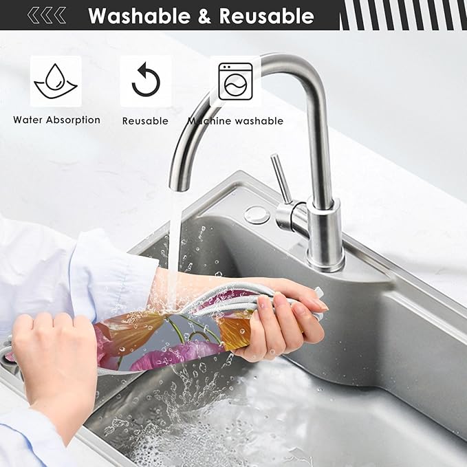 Sink Faucet Absorbing Mat Kitchen Sink Splash Guard Splash Faucet Drip Catcher for Bar RV Bathroom 2PCS 23.6x5.5in Pink Purple Poppy
