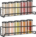 Wall Mounted Spice Rack, Hanging Spice Organizers, Kitchen Condiments Storage for Space Saving (2pcs, Black)