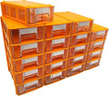 Stackable Storage Drawers Set of 20, Plastic Drawers Organizer for Small Parts Screw Craft Organizer, Mini Drawer Organizer with Dividers and Paper Labels(ORANGE)
