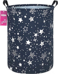 Laundry Hamper Large Canvas Fabric Lightweight Storage Basket/Toy Organizer/Dirty Clothes Collapsible Waterproof for College Dorms, Boys and Girls Bedroom,Bathroom(Blue star)