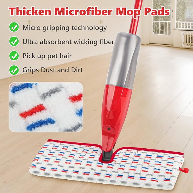 Microfiber Mop Pads Compatible with O-Cedar Promist MAX Spray Mop, Reusable Mop Refills Pads Mop Heads Replacement Thicken Microfiber Pads Wet Dry Pads Dual-Sides Use for Floor Cleaning(3 Pack)