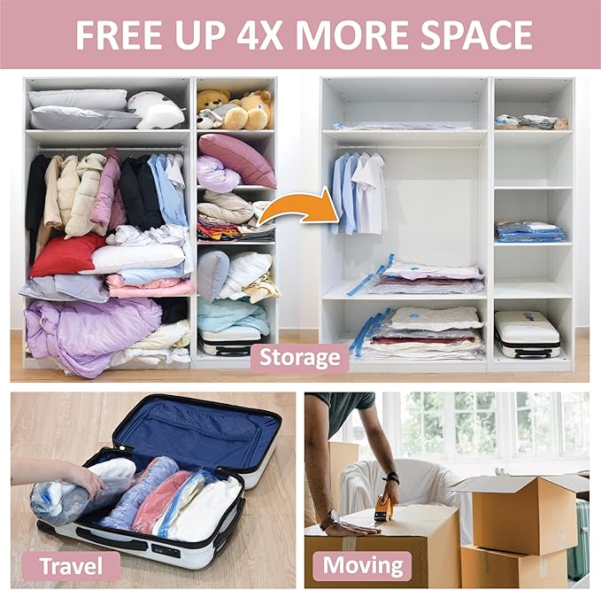 Cozy Essential 6 Pack XXL Jumbo Vacuum Storage Bags, Extra Large Vacuum Seal Bags for Comforters, Bedding, Blanket Storage, Giant Space Saver Bags for Huge Stuffed Toy(47.2x35 in)