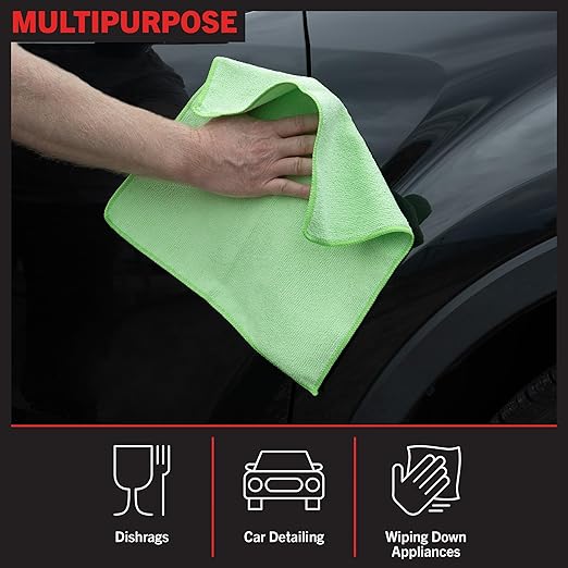 Stalwart Microfiber Cleaning Cloth Set - 24-Pack of Microfiber Towels for Cars, Home, and Kitchen - Lint-Free Absorbent 12.6-Inch Cleaning Rags