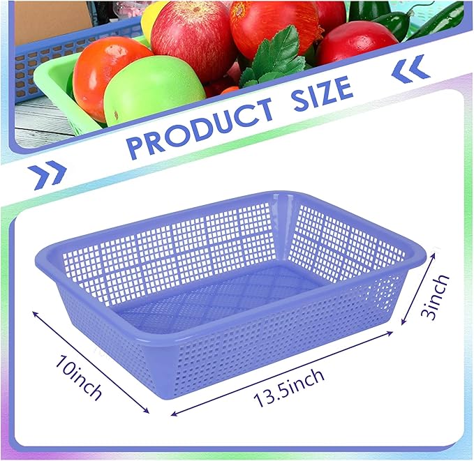 Kolewo4ever 24 Pack Classroom Storage Baskets Pencil Organizer Bins 13.5 x 10 x 3 Inch Paper Trays Basket Plastic Book Basket for Classroom Library Organizer