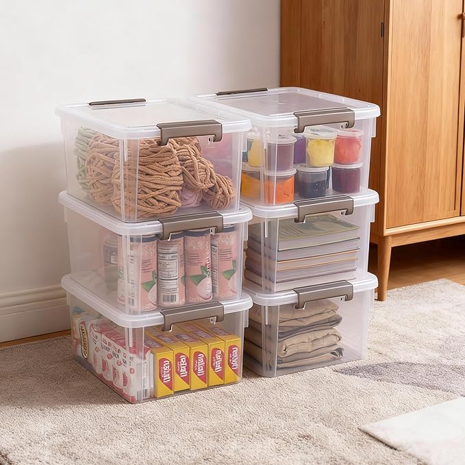 Citylife 17 QT Plastic Storage Bins with Latching Lids Stackable Storage Containers for Organizing Large Clear Storage Box for Garage, Craft, Toys, Closet, Home, 1 Packs