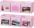 SpaceAid Storage Cubes with Clear Windows, Set of 6 Fabric Bins, 11 Inch Foldable Baskets Boxes for Closet, Cubby Shelf or Cube Storage Organizer, Pink