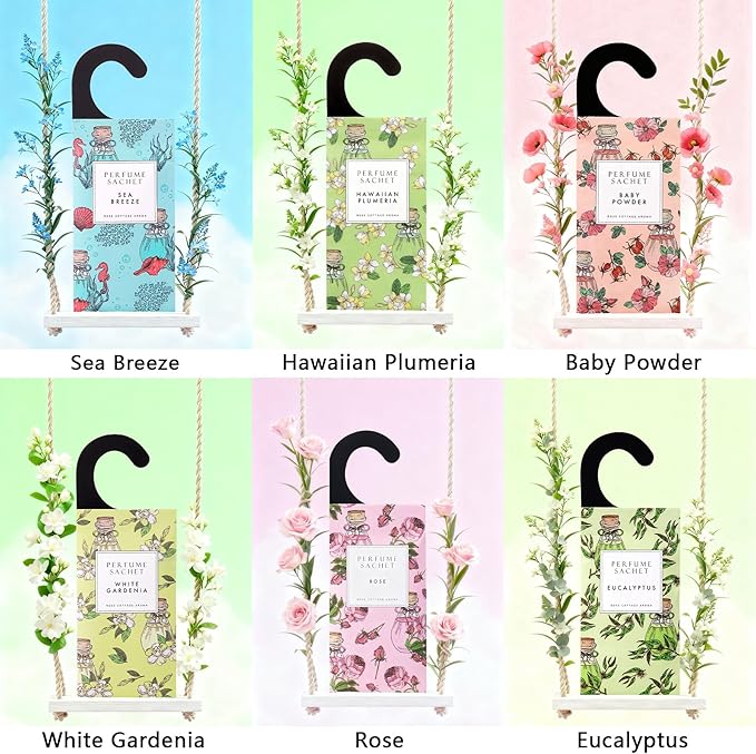 ROSE COTTAGE Large 12 Packs Eucalyptus Peppermint Hanging Closet Air Freshener Scented Sachets Long Lasting Smell Goods