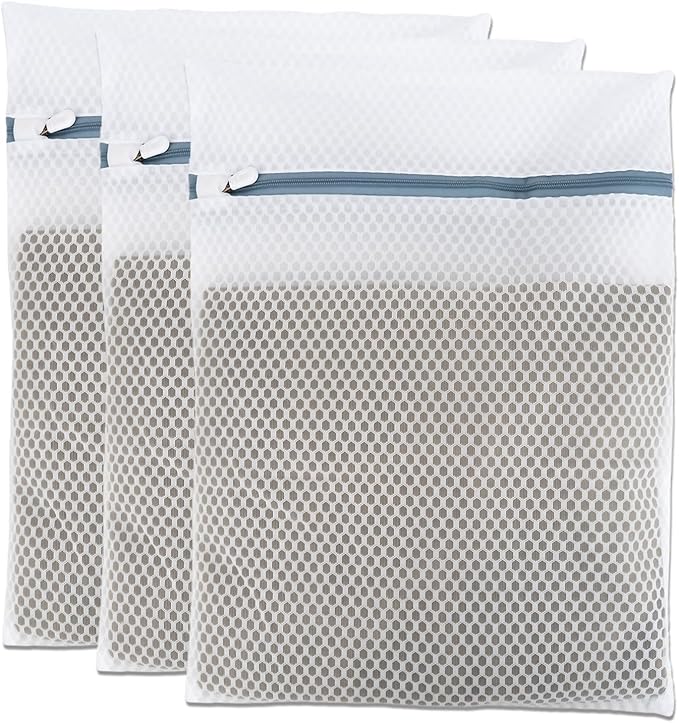Lingerie Bags for Washing Delicates 3Pcs, Laundry Wash Bag, Honeycomb Mesh Laundry Bag 12x16 Inch Medium