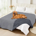 Smiry Waterproof Dog Bed Cover Pet Blanket, Soft Washable Dog Blanket for Furniture Bed Couch Sofa Reversible, Checkered (82"x82", Grey/Dark Grey)