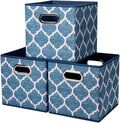 Folding Cube Storage Bins 10.5x10.5 x 11 In Navy Blue Collapsible Cloth Storage Cube Boxes Fabic Cube Baskets Storage Inserts Drawer Organizer Closet ,QY-SC09-3