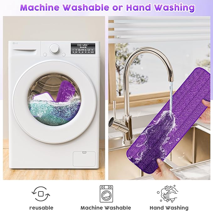 6 Pack Reusable Mop Pads for Swiffer PowerMop, Super Absorption, Multi-Surface Hardwood Floor Cleaning, Machine Washable Up to 100 Times, Durable, Suitable for All Finished Floors