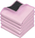 Eco-Fused Microfiber Cleaning Cloths Double-Sided - 5 Pack - 6.6 x 6.2 inch - Microfiber and Suede Cloth for Smartphones, LCD TV, Tablets, Laptop Screens, Camera Lenses (Pink)