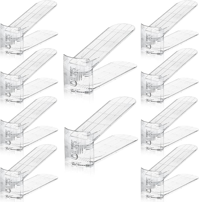 MOOKNAT Clear Shoe Slot Organizer, 10 Pack Adjustable Shoe Slots Organizer for Closet Clear Shoe Stackers Shoe Rack Holder Shoe Space Savers for A Pair of Shoes(Transparent)