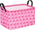 Girls Storage Basket Heart Print Storage Cube for Women, Closet Shelf Organizer Bins Empty Gift Basket with Handles Girls Nursery hamper Kids Toys Books Box Room Deco