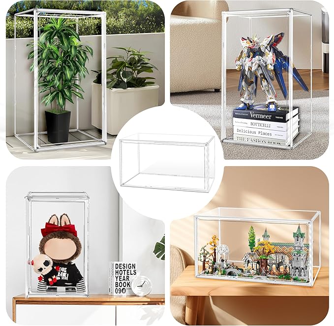 26 Inch Extra Tall Acrylic Display Case XXXXX-Large Tall Boots Shoe Box 13.8”x 12.2”x 23.6" Clear Collectible Display Cabinet with Magnetic Door,Stackable Long Boot, Multiple Pair of Shoes Storage Box