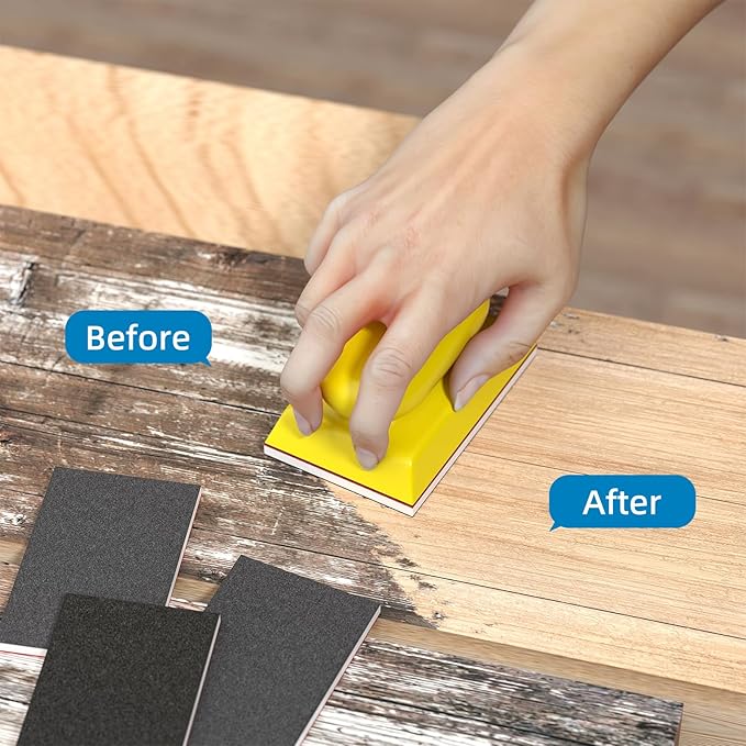 BURMONG 25PCS Sanding Sponge Set 120–600 Grit, Reusable 3×4 Inch Wet Dry Foam Sanding Blocks for Wood, Furniture, Metal & Drywall