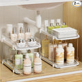 LAMU 2 Pack Bathroom Organizers and Storage, 2-Tier Stackable Under Sink Storage with Pull-Out Drawers & Dividers, Medicine Cabinet Organizer for Kitchen Pantry Organization