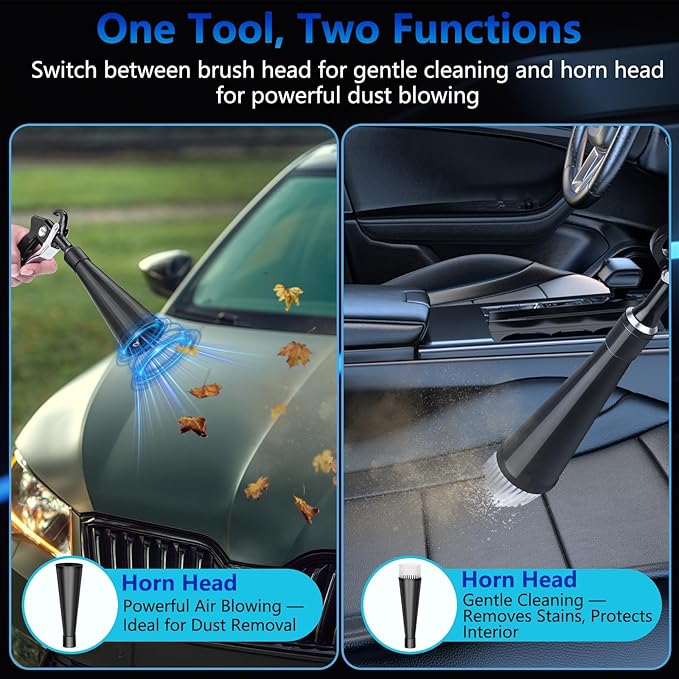 Preciva Car Cleaning Gun, Detailing Interior Dryer Air Blow Gun, Car Cleaning Air Gun Kit, High Pressure Blower Gun for Interior Cleaning, Quickly Blows Out Dirt and Dust