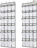 Hanging Shoe Organizer, Over The Door Shoe Organizer with 24 Mesh Large Pockets Door Shoe Rack for Men Women Kids Hanging Door Shoe Holder Size:58x21 Inch (White-2pack)