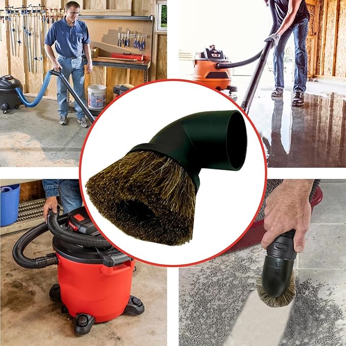 Round Dusting Brush Tool Attachment for Shop Vacs 2 1/2 Inch Wet/Dry Vacuum Hose: Perfect for Cleaning Furniture, Blinds, Car Interiors- 2.5'' Replacement Shop Vacuum Accessories (Horse Hair Brush)