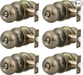 Probrico 6 Pack Privacy Door Knobs Lock Interior Bedroom Bathroom Door Handle Antique Brass Round Ball Keyless Lockset
