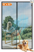 MAGZO Magnetic Screen Door Fit Door Size 36 x 82 Inch, Screen Size 38" x 83" Strong Magnets Mesh, Reinforced Fiberglass Net for Patio and Front Entrances, Gray